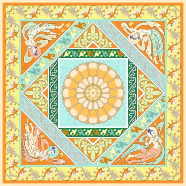 Dunhuang caisson silk scarf